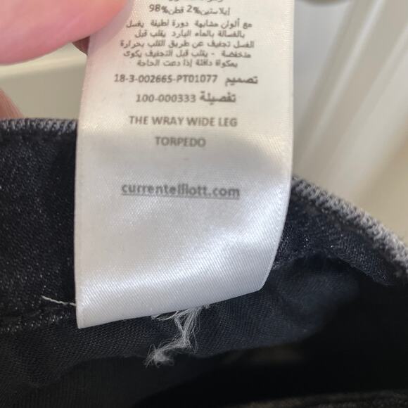 Current/Elliott Wide Leg Jeans The Wray Torpedo Washed Black with Stretch 27 - Picture 5 of 6